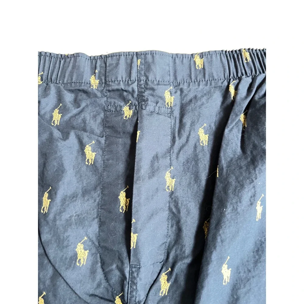 Polo‎ Ralph Lauren Mens Navy Gold All Over Pony Logo Woven Boxers Large 2-Pack